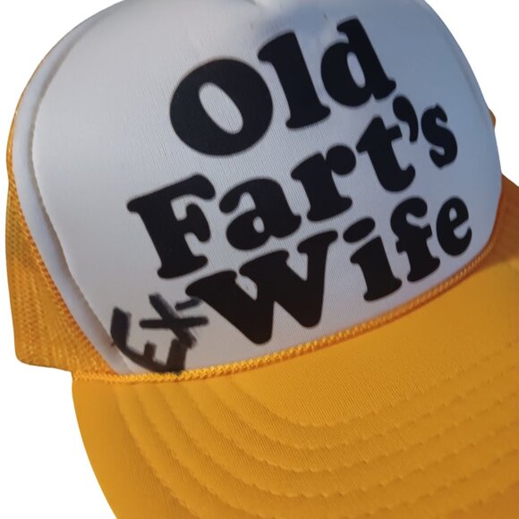 Old Farts Ex-Wife Mesh Trucker Cap Yellow White Adjustable Medium/Large Skater - Picture 2 of 6